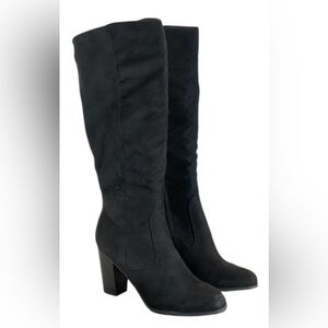 Style & Co. Addyy Wide-calf faux suede knee-high boots in black. 💕